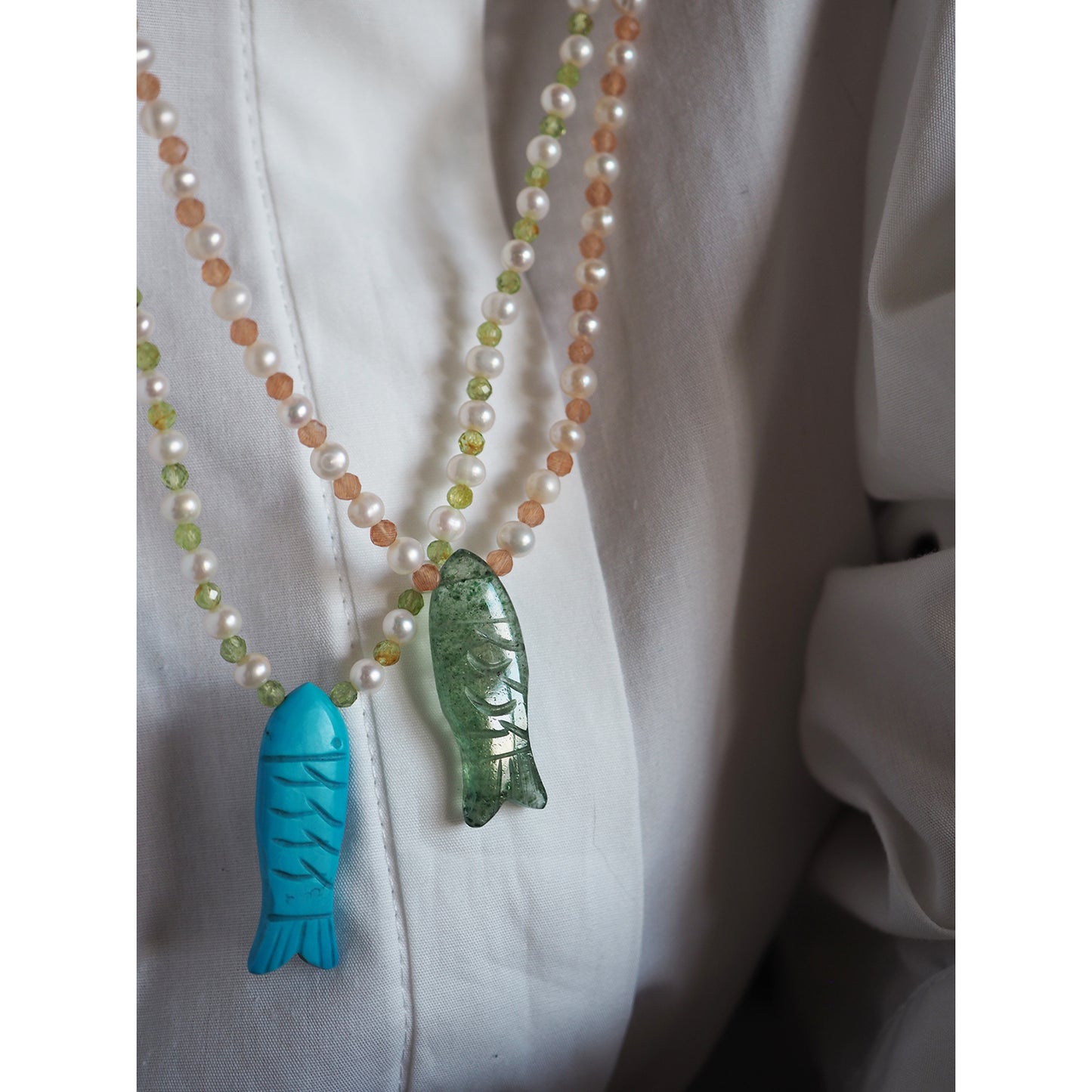 Collana Pesciolina Perle turchese