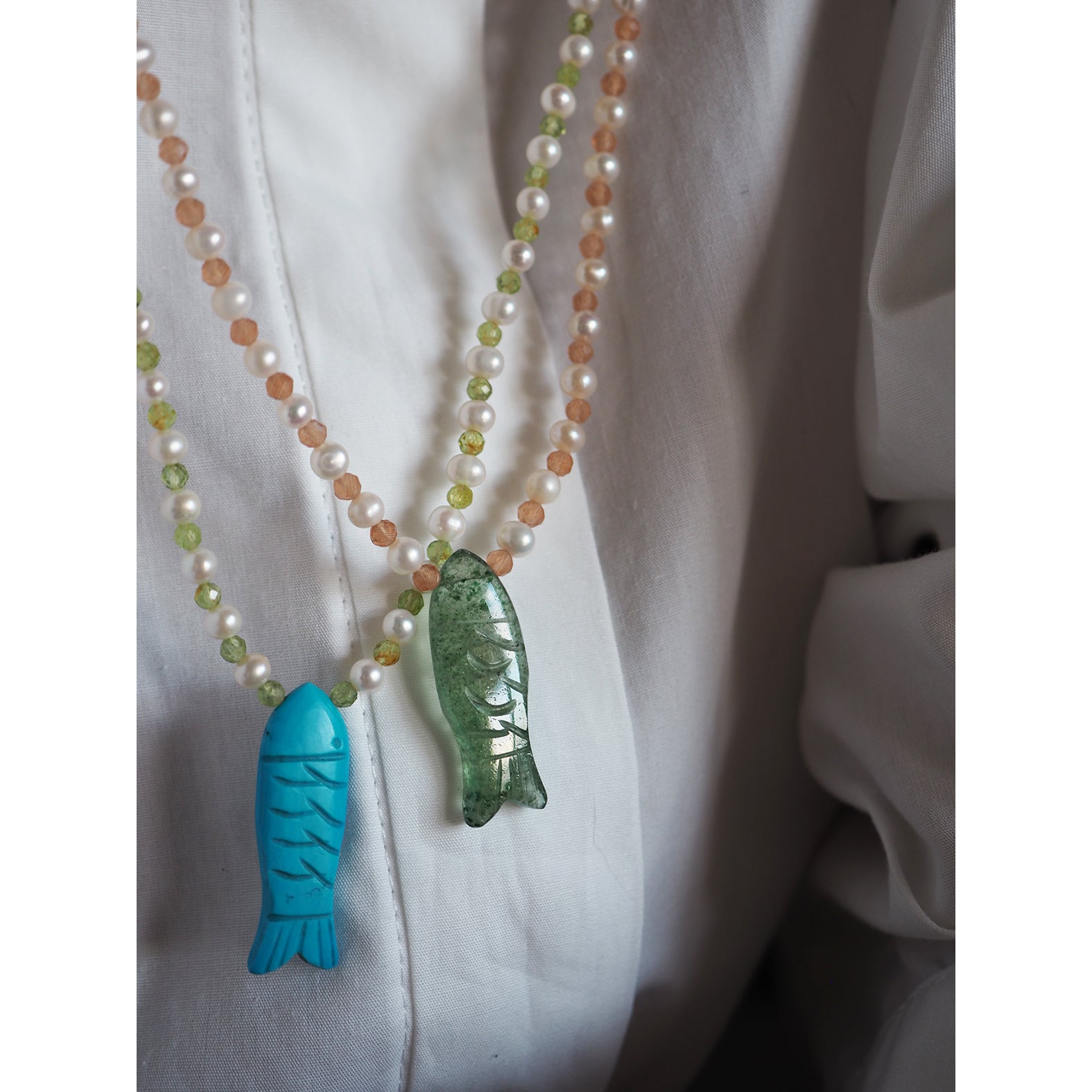 Collana Pesciolina Perle turchese