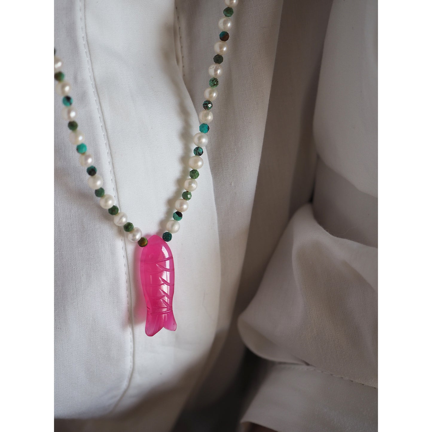 Collana Pesciolina Perle fucsia