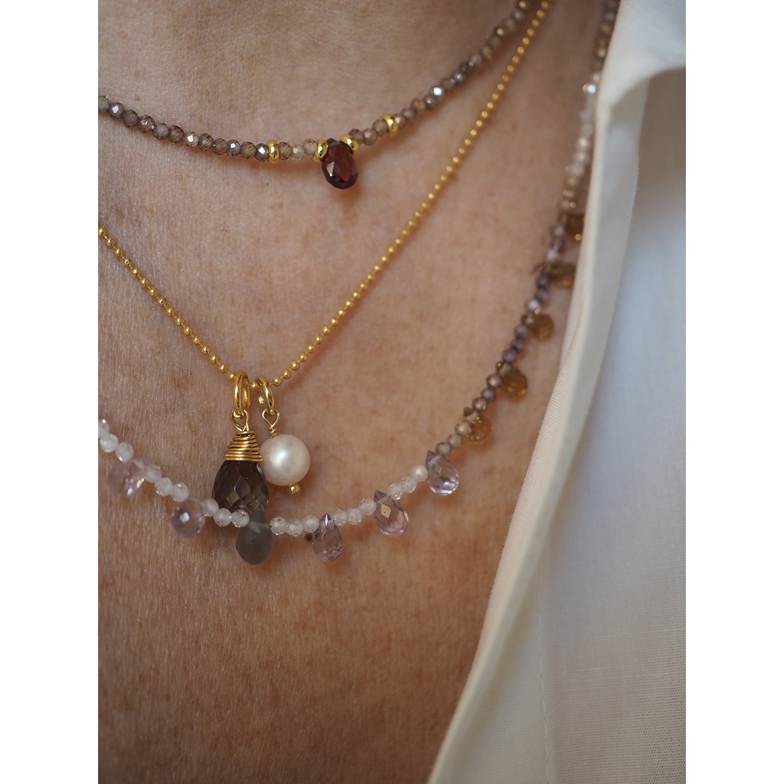 Collana Goccioline Nebbia dorata