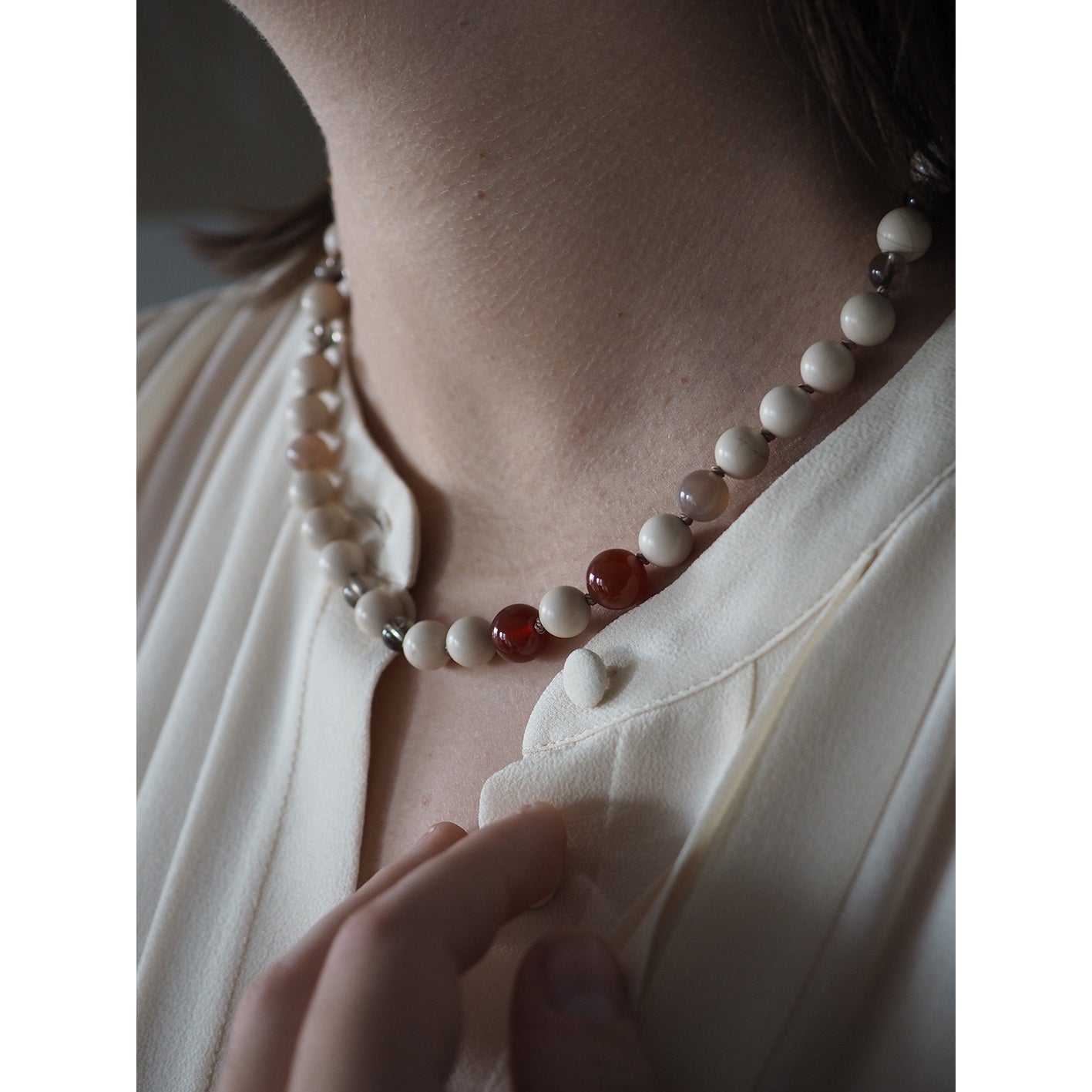 Collana Nodini Diaspro fossile