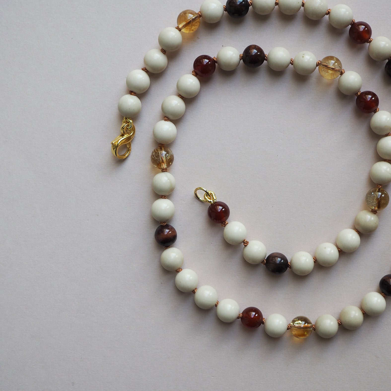 Collana Nodini Diaspro Corniola