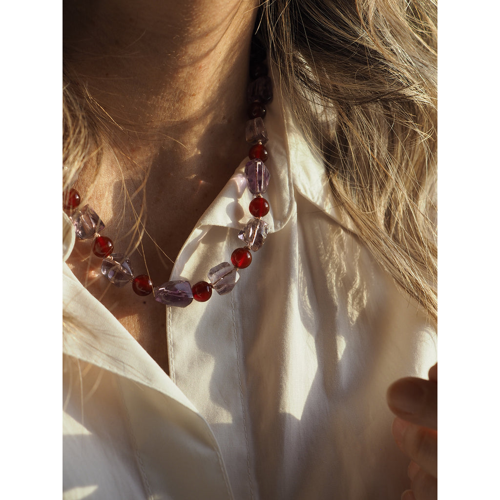 Collana Nodini Sassi Ametista