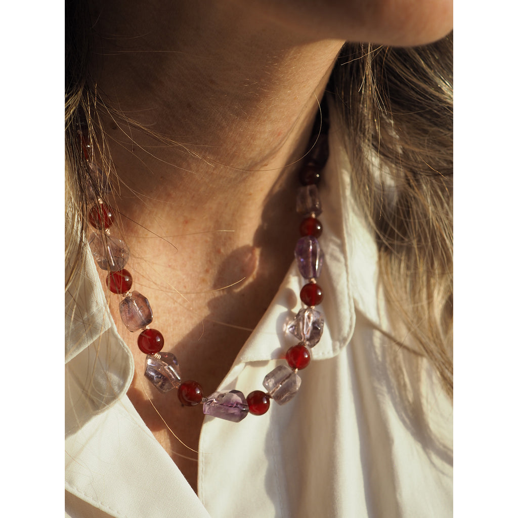Collana Nodini Sassi Ametista