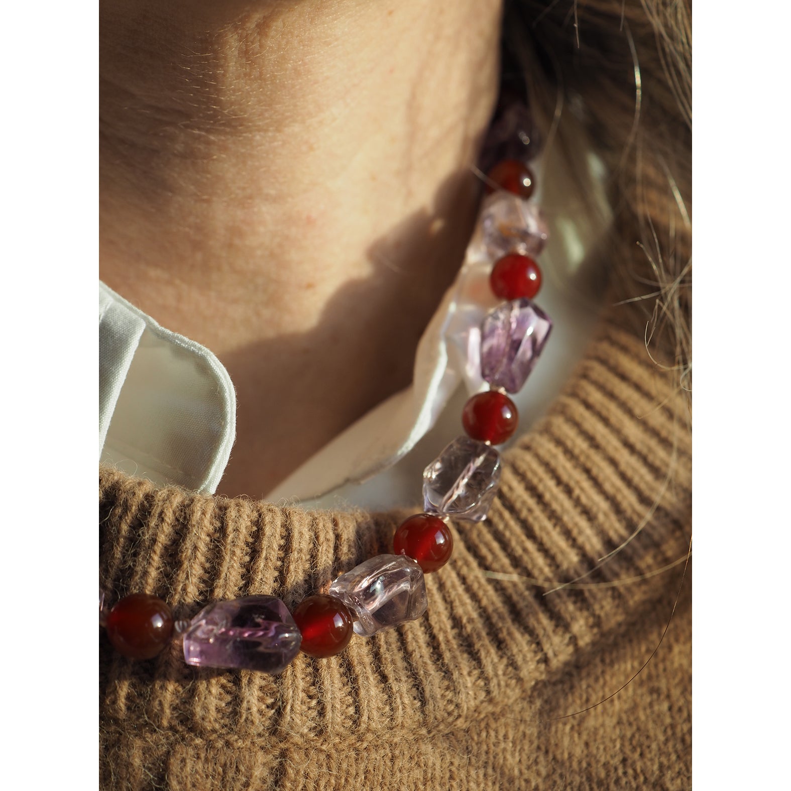 Collana Nodini Sassi Ametista