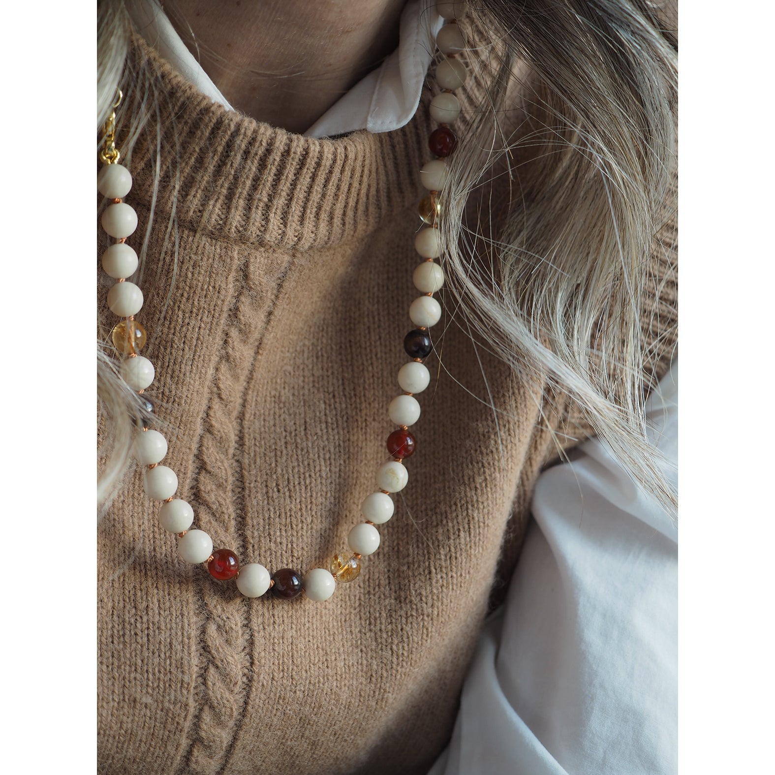 Collana Nodini Diaspro Corniola