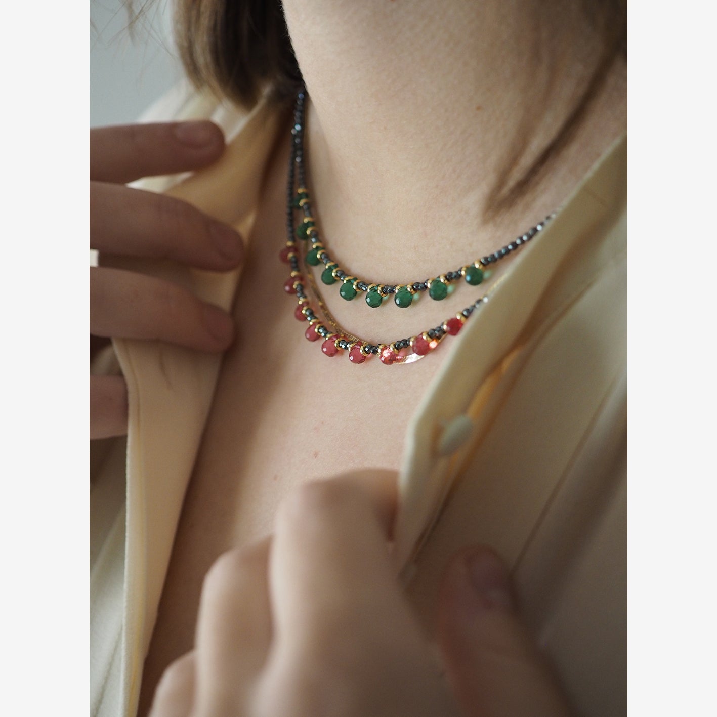 Collana Goccioline Ematite Rosa