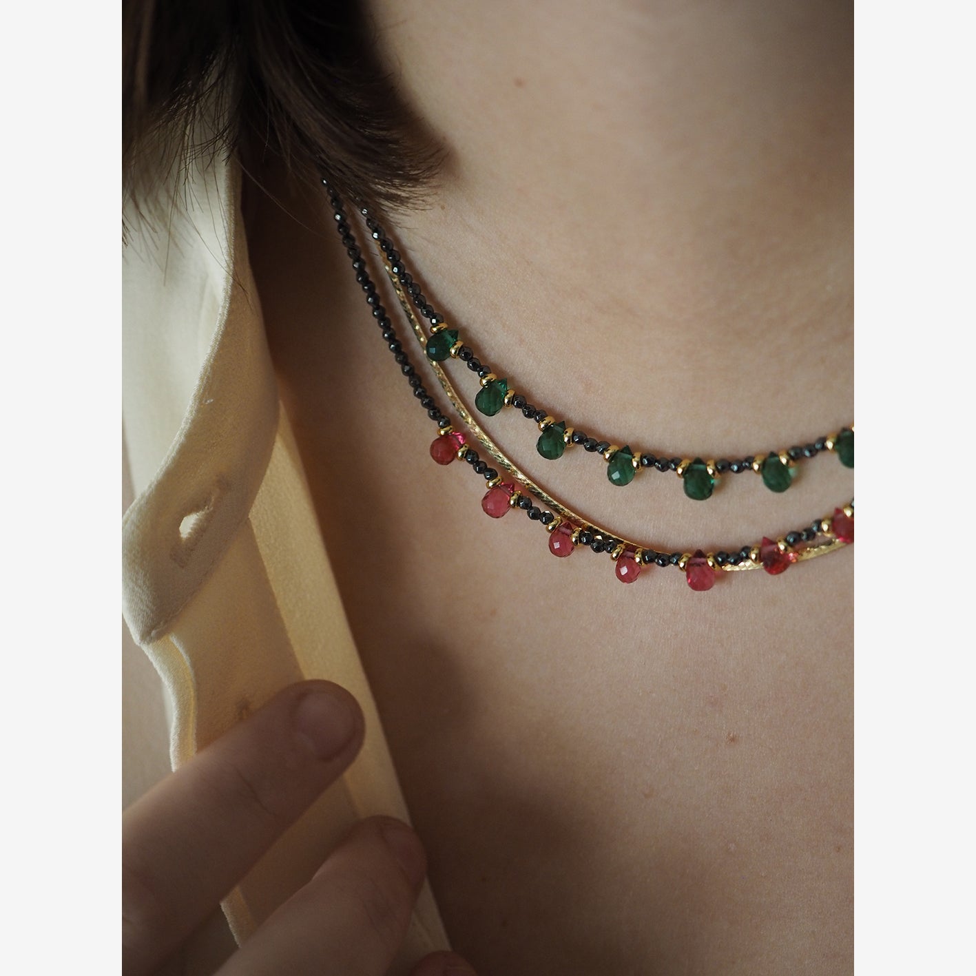 Collana Goccioline Ematite Rosa