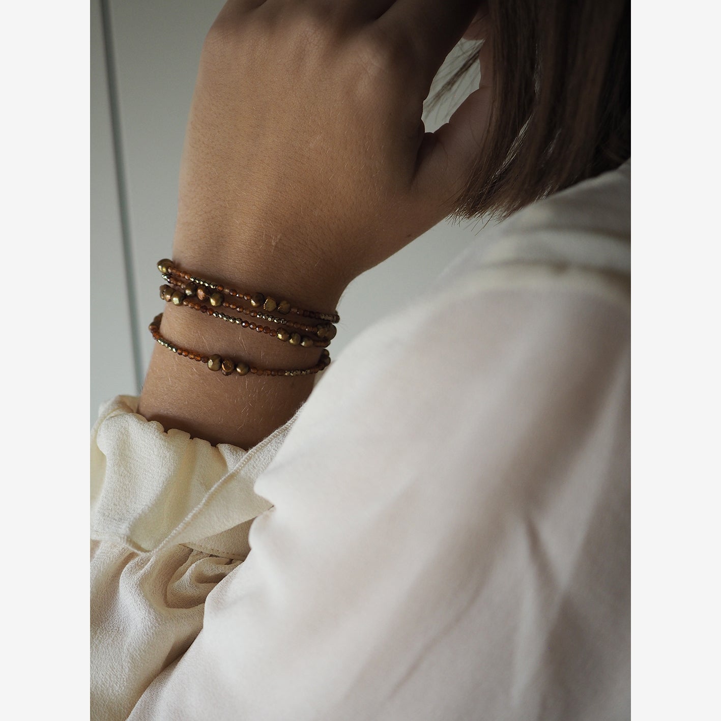 Bracciale multifilo Granato arancio