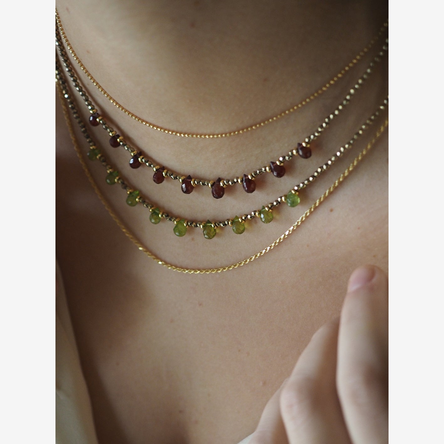 Collana Goccioline Ematite Peridoto