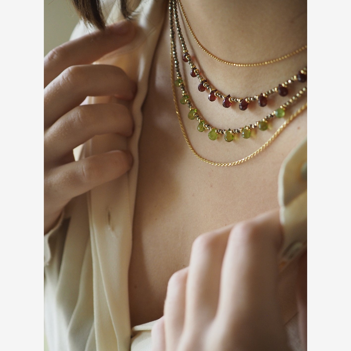 Collana Goccioline Ematite Peridoto