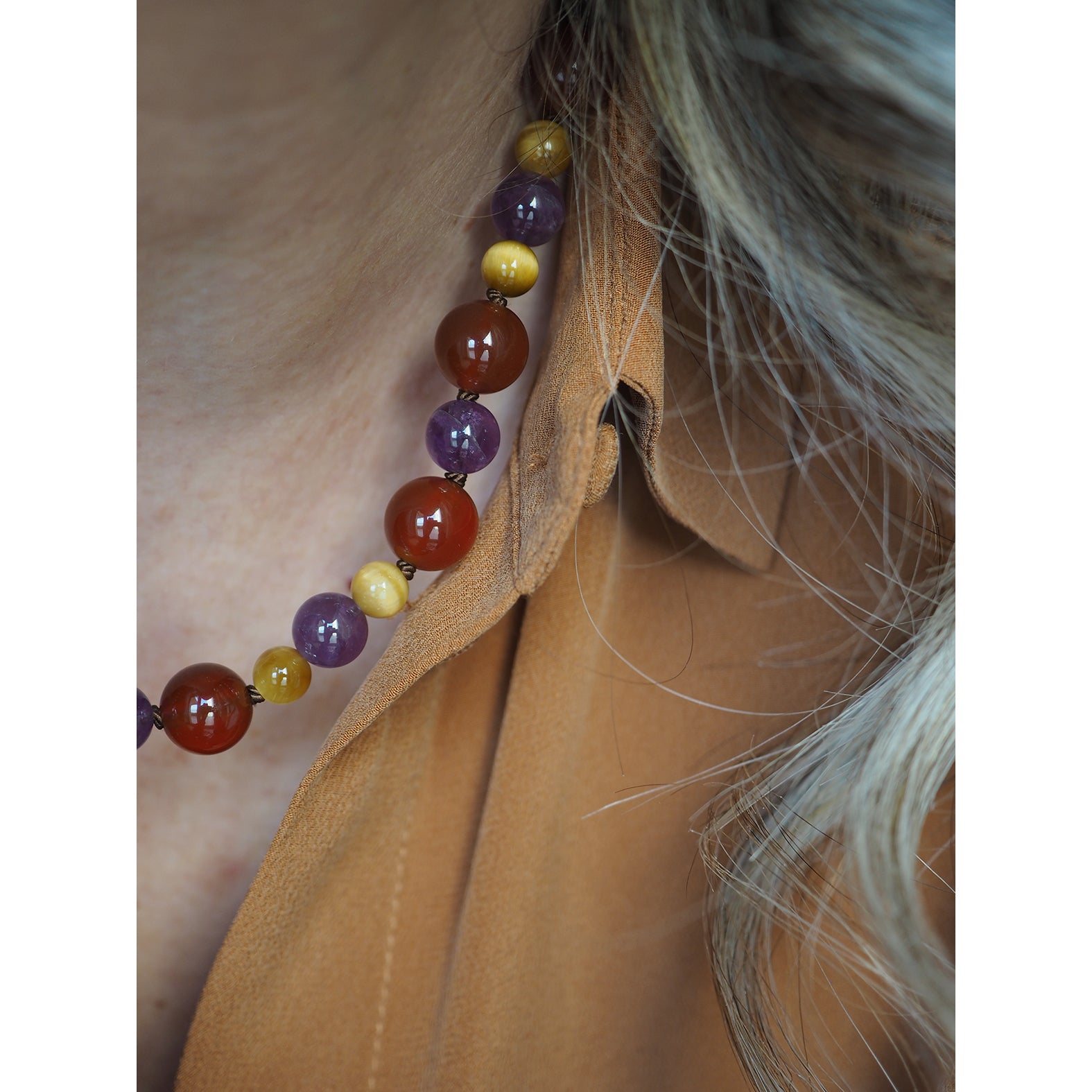 Collana Nodini Corniola Ametista