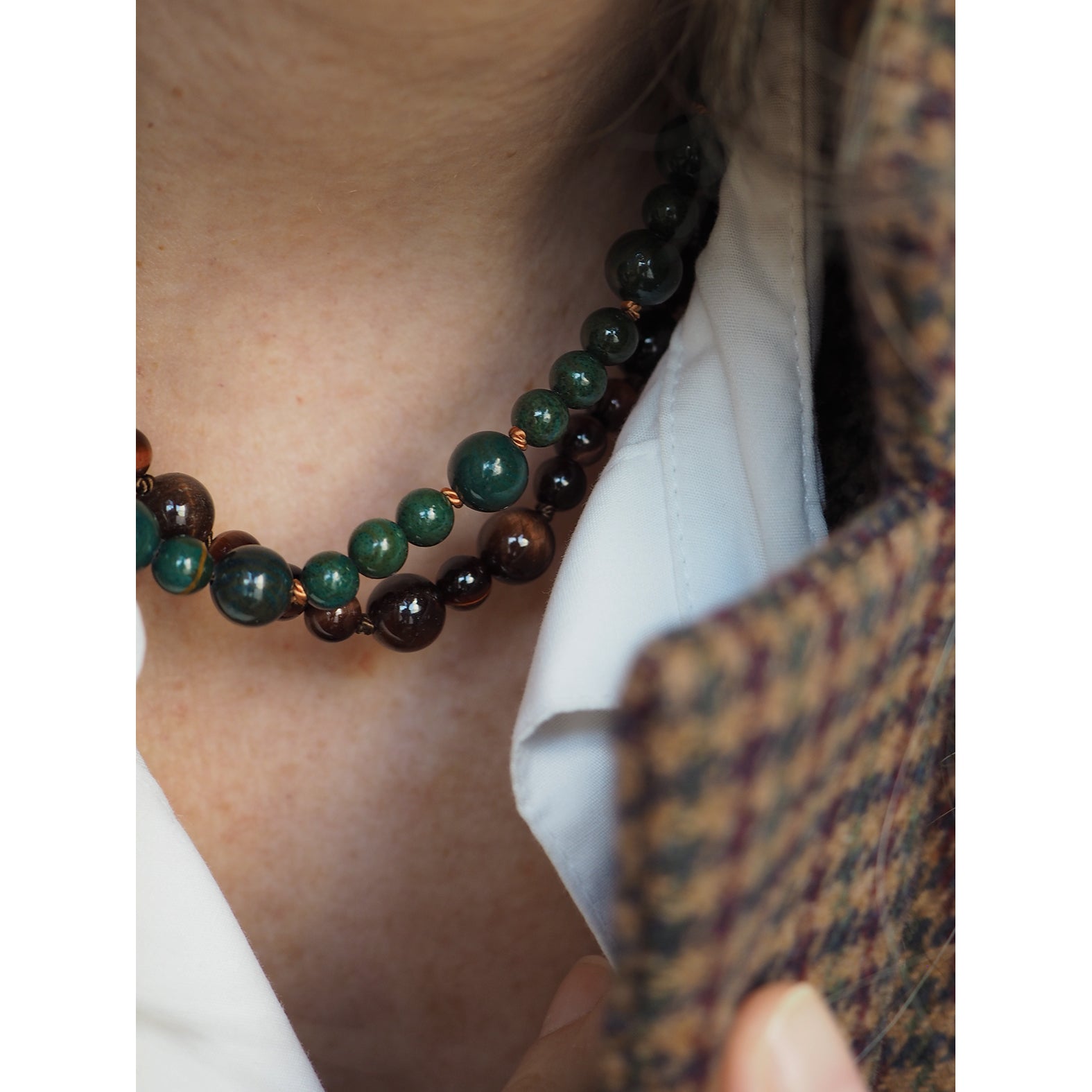 Collana Mini Nodini Occhio di tigre Rosso