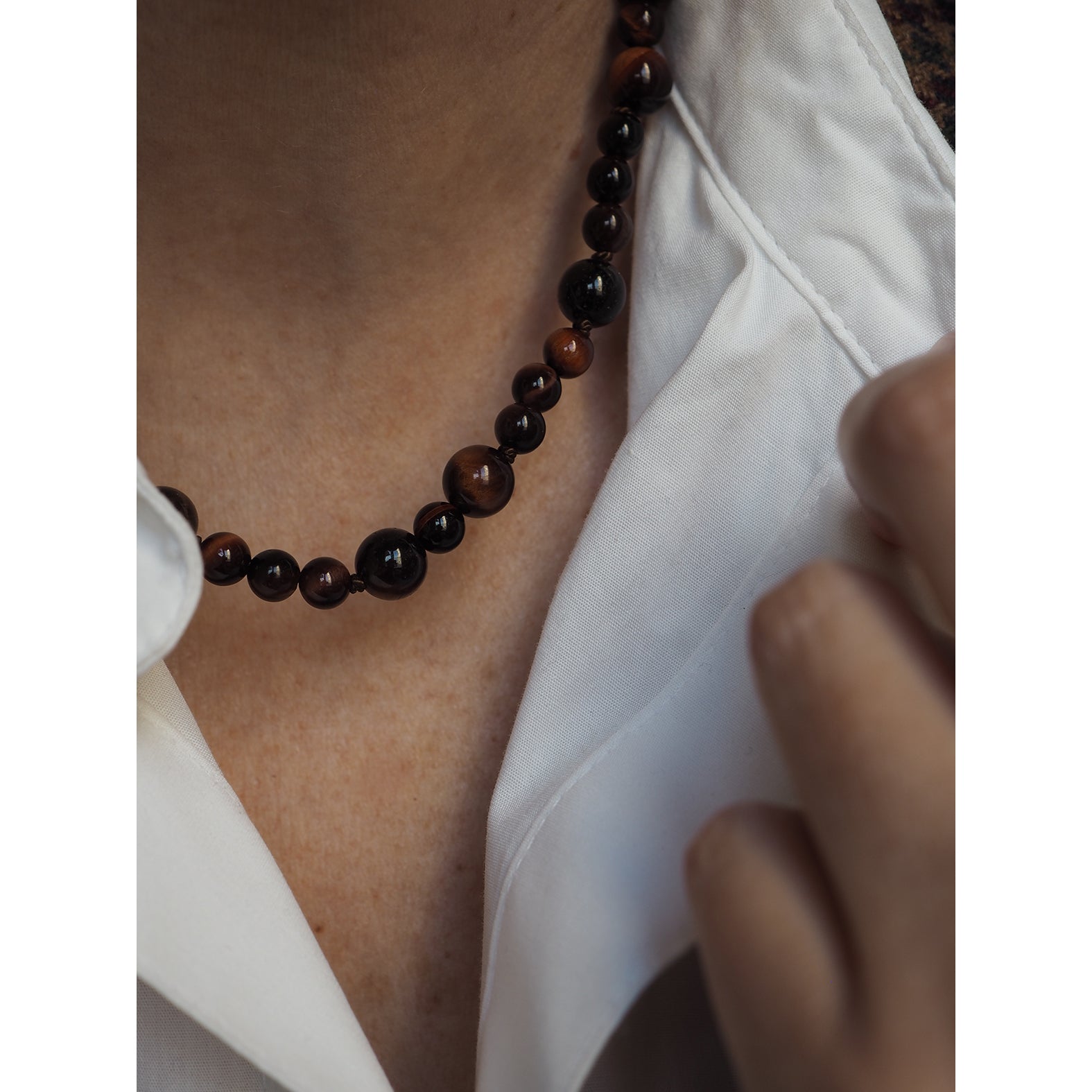 Collana Mini Nodini Occhio di tigre Rosso