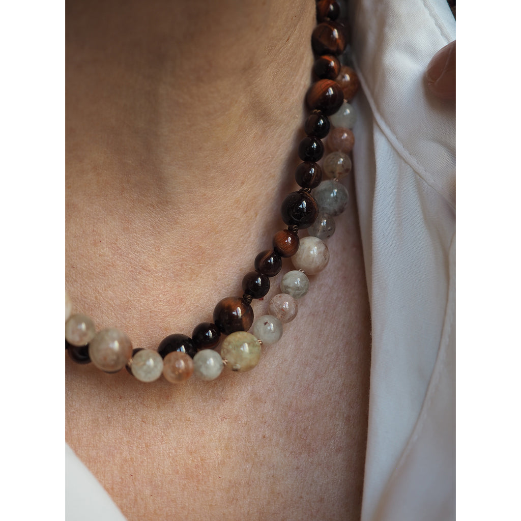 Collana Mini Nodini Occhio di tigre Rosso