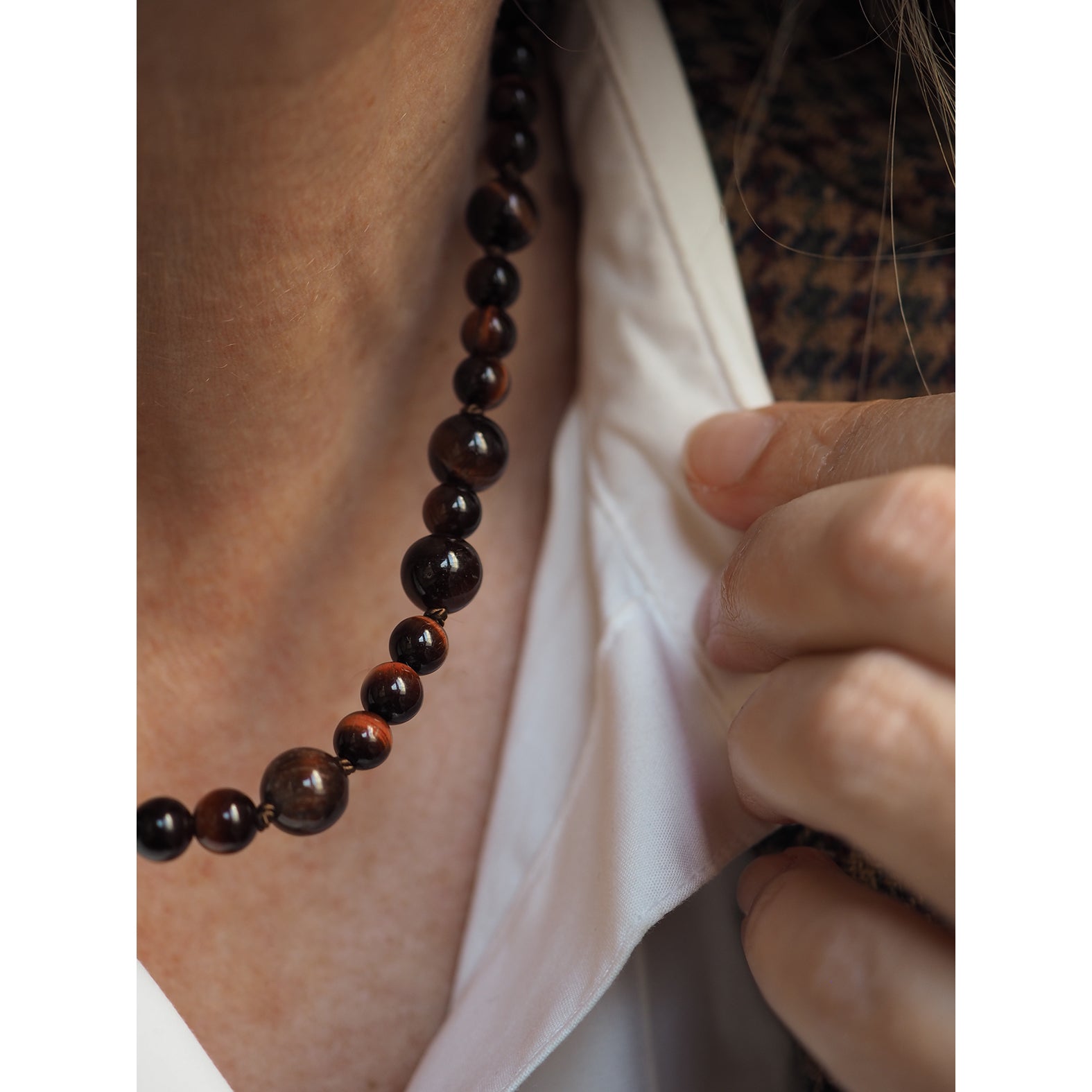 Collana Mini Nodini Occhio di tigre Rosso