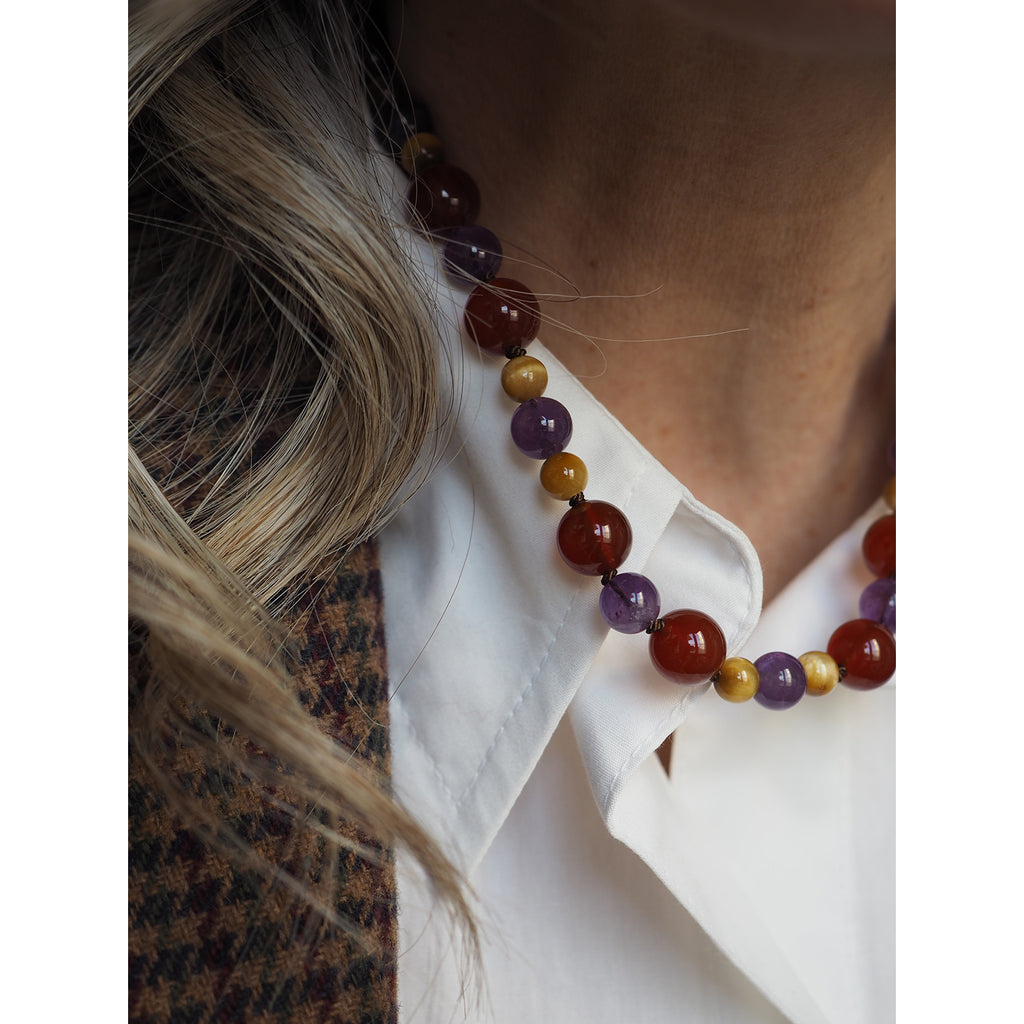 Collana Nodini Corniola Ametista