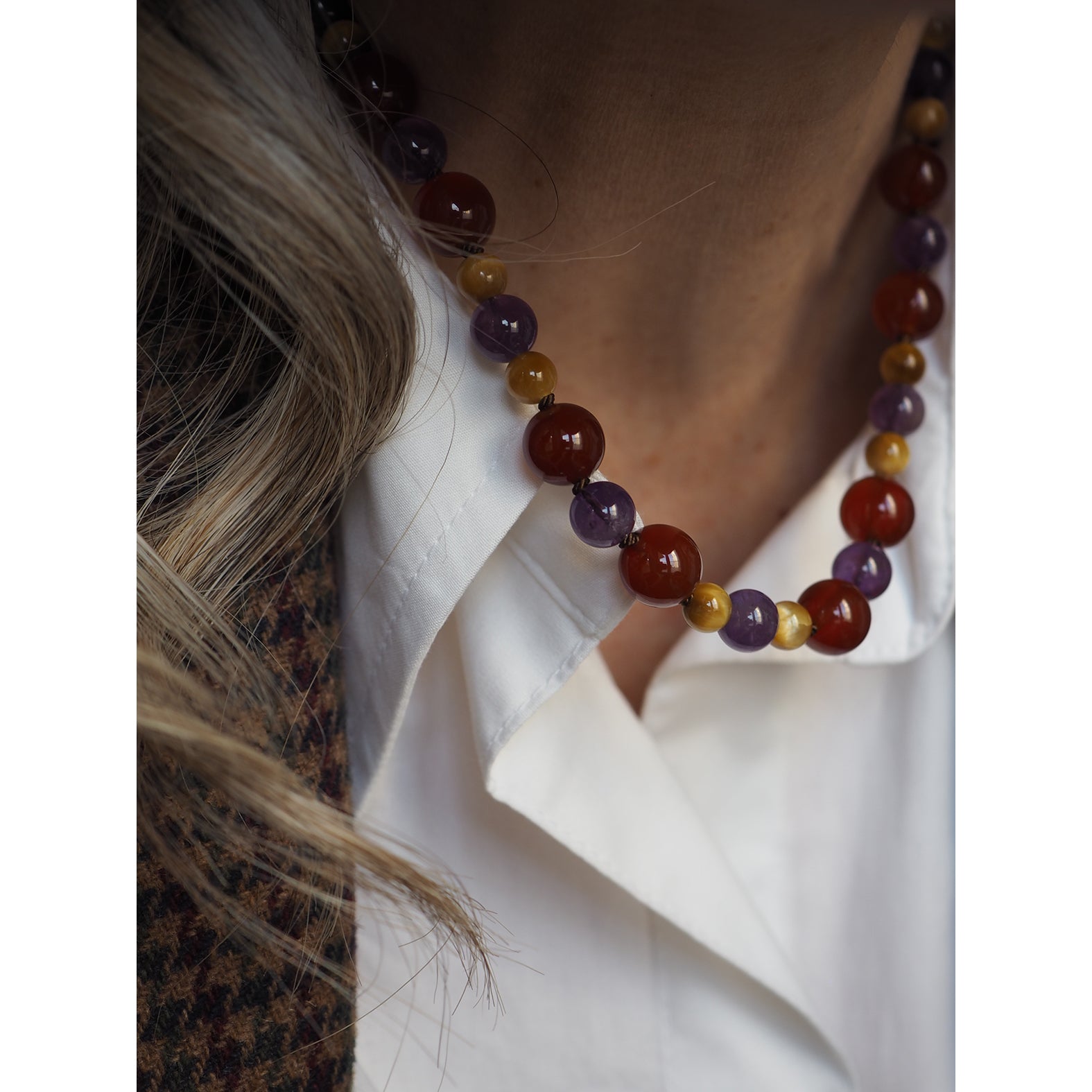 Collana Nodini Corniola Ametista