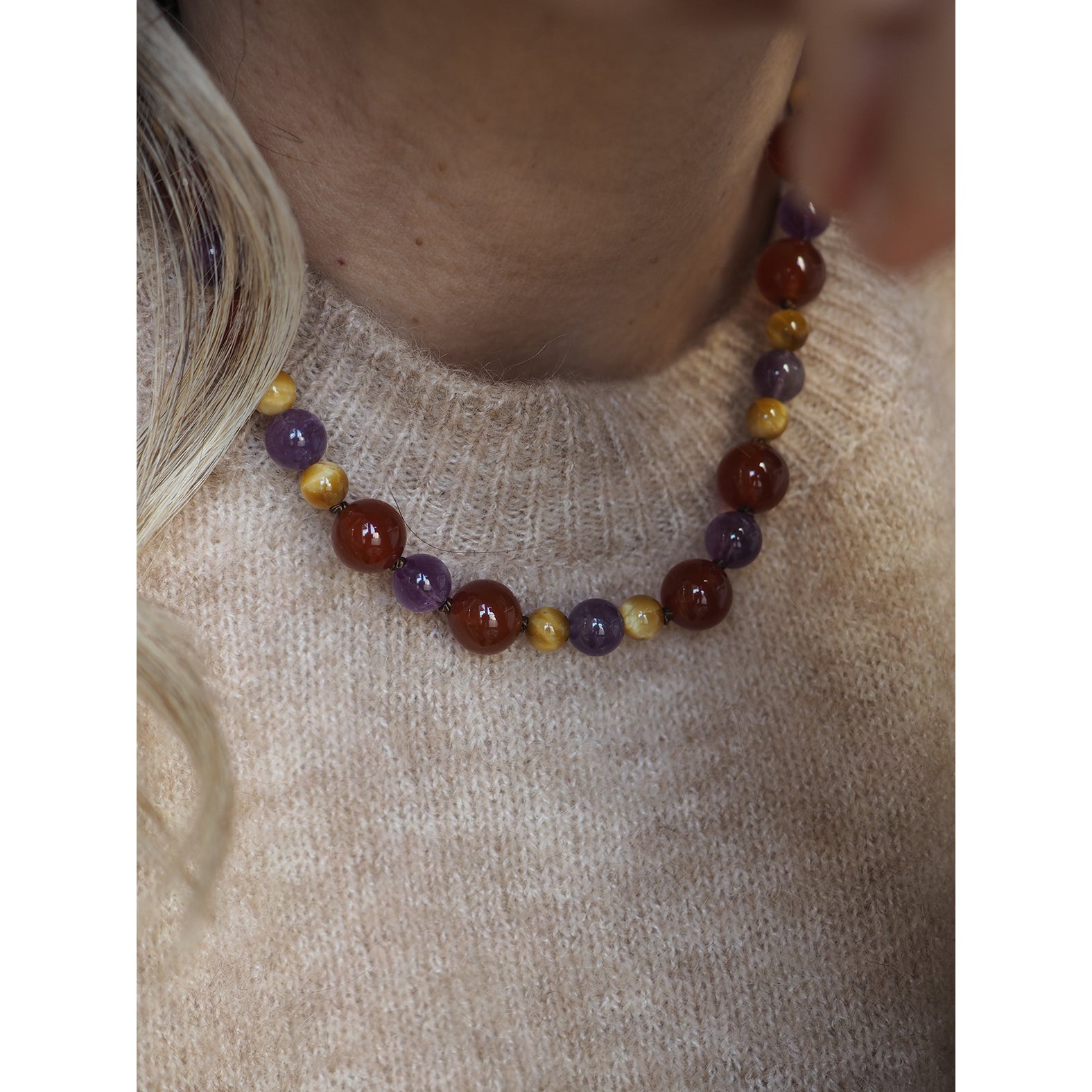 Collana Nodini Corniola Ametista