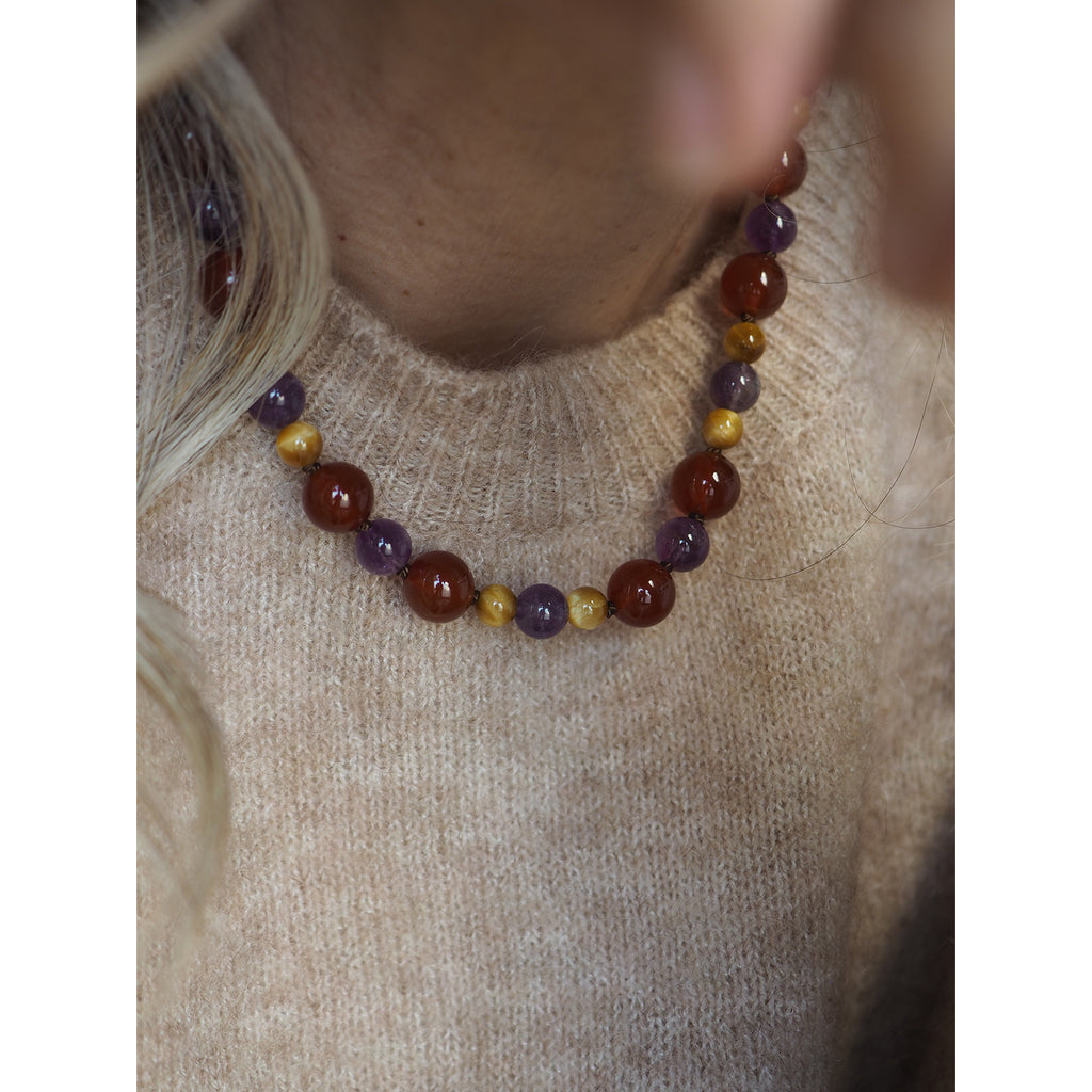 Collana Nodini Corniola Ametista