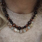 Collana Mini Nodini Occhio di tigre Rosso