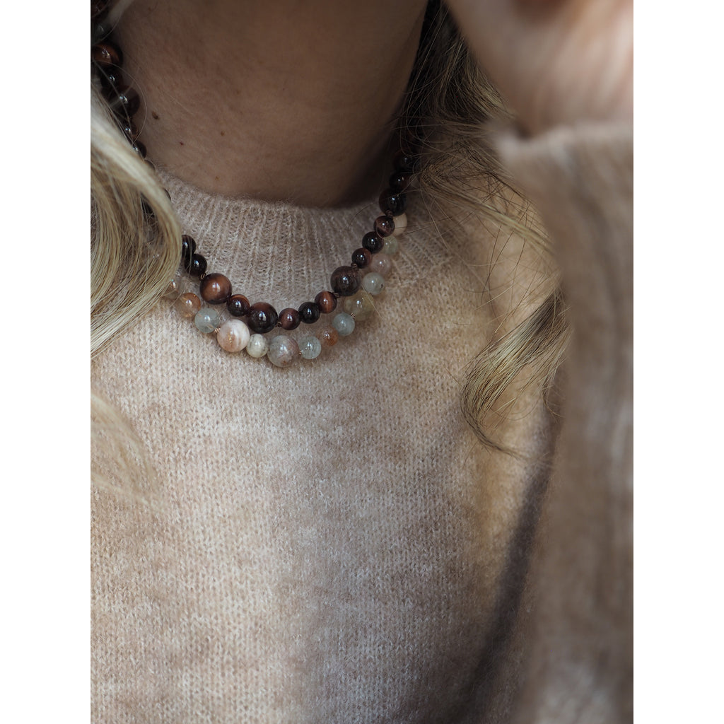 Collana Mini Nodini Occhio di tigre Rosso