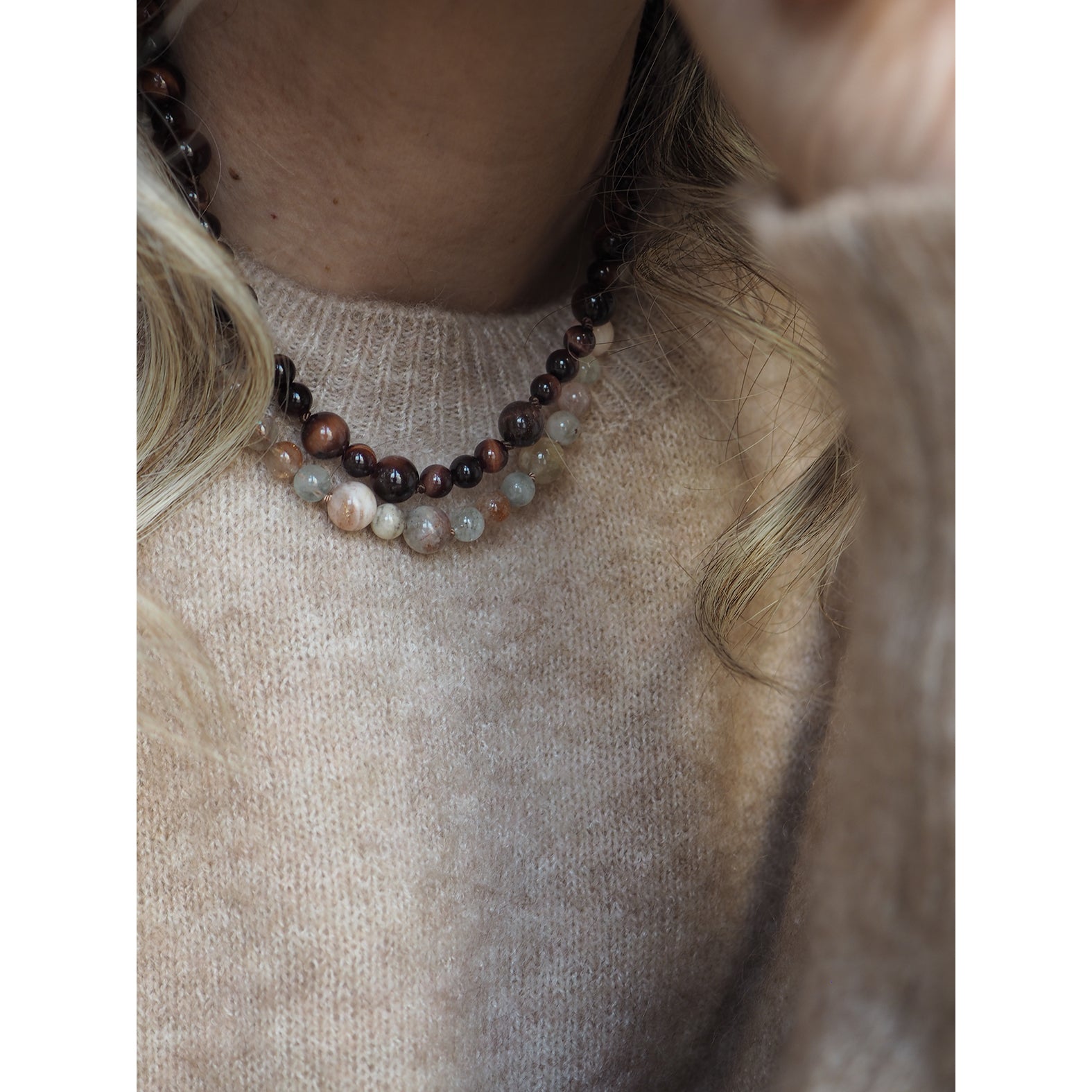 Collana Mini Nodini Occhio di tigre Rosso