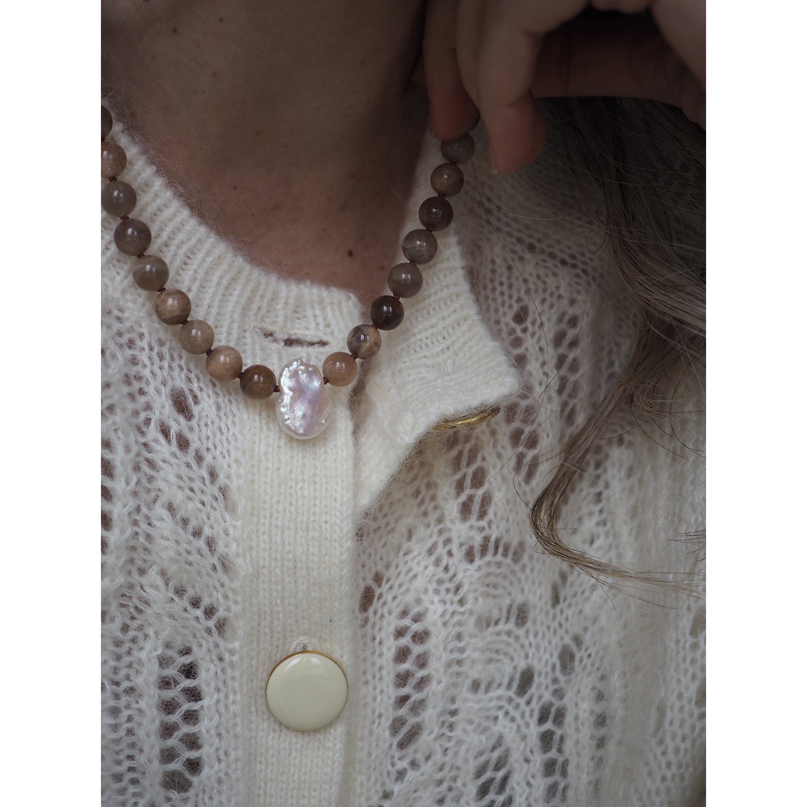 Collana Nodini Perla e Luna