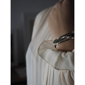 Bracciale multifilo Perle granato verde