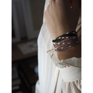 Bracciale multifilo Perle granato verde