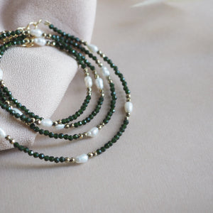 Bracciale multifilo Perle granato verde